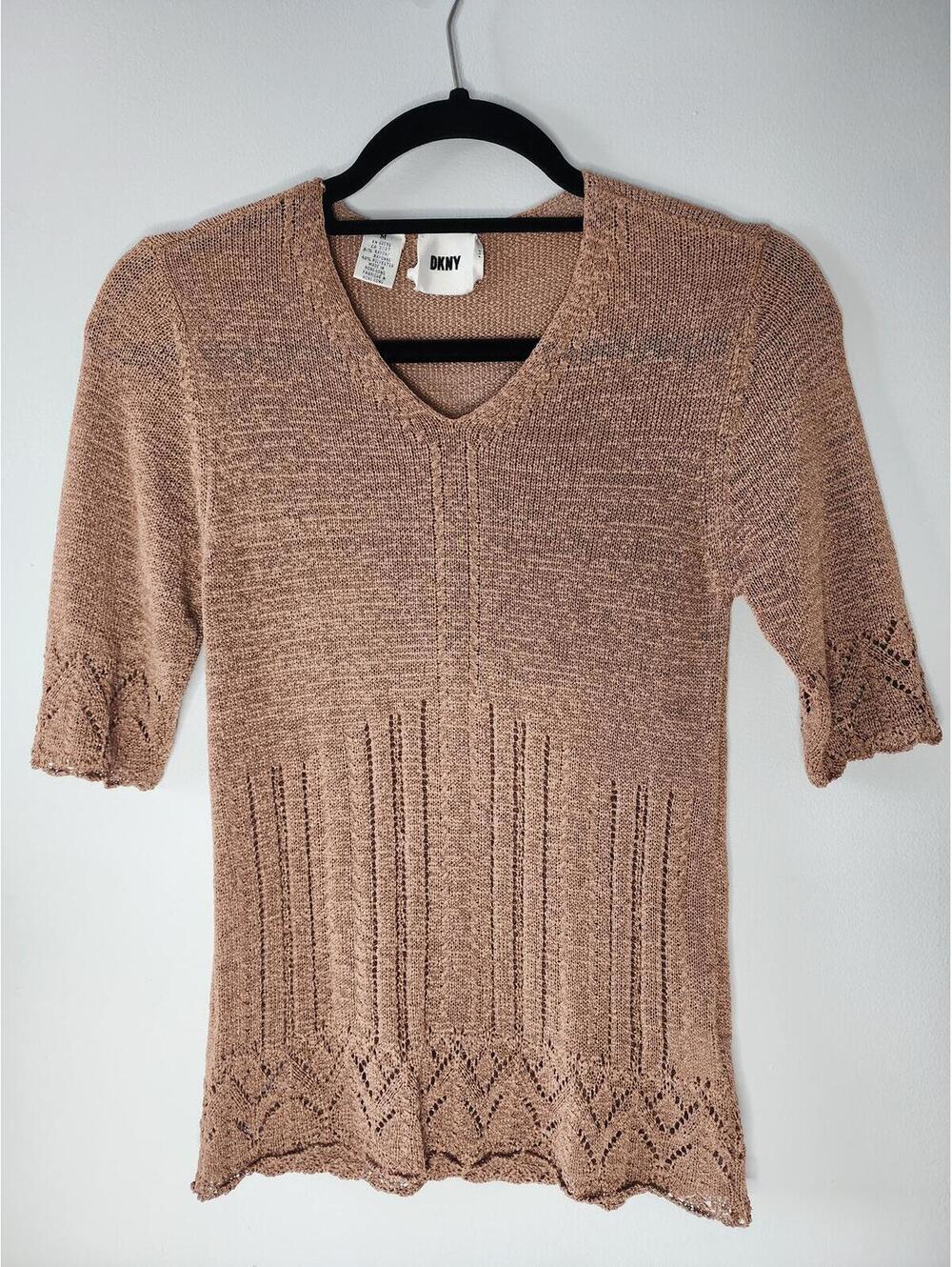 DKNY Brown Knit Top Size Medium